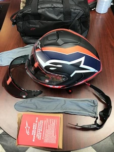 Alpinestars Supertech R10 Team Helmet XL Matte Black / Carbon / Red / Blue NEW - Picture 1 of 16