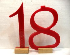 Candele GIGANTI eccezionali n° 18 cm. 35x13 e 24 base legno colore rosso c/foto