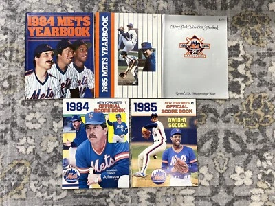 1984 1985 1986 NY Mets Yearbook + 1984 1985 NY Mets Score Book Gooden Strawberry - Image 1 of 4