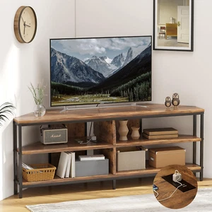 Corner TV Stand with Power Outlet, Corner TV Stand for 32 43 50 55 60 Inch TV, C - Picture 1 of 7