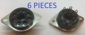 ENCHUFES DE MONTAJE DE CHASIS NEGROS OCTAL HECHOS EN VÁLVULA DE TUBO JAPÓN. 6 PIEZAS - Imagen 1 de 3
