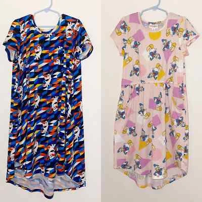 Paquete de vestidos LuLaRoe Disney Pato Olaf y Donald talla 10 niños  Foto 1 de 4