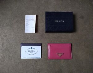 Prada Cardholder Wallet Pink Saffiano Leather Italy Slim 4"x2.75"