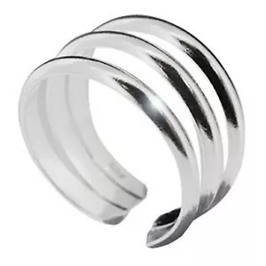 925 Sterling Silver Three Band Toe Ring Adjustable Solid Silver Women Jewelry - Picture 1 of 3