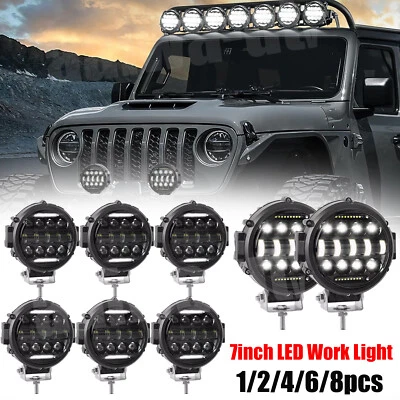 7'' Round LED Work Light Bar Spot Offroad Truck SUV ATV Driving Bumper Fog Pods - Image 1 of 4