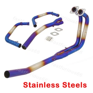 Blue Header Pipe For Kawasaki Ninja Z400 Z250 2017-2022 Exhaust Front Link Tube - Picture 1 of 6