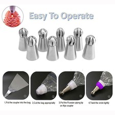 Suggerimenti per Cupcake 8X ACCIAIO INOX Pasticceria Glassa RUSSO Piping UGELLI Sfera Palla