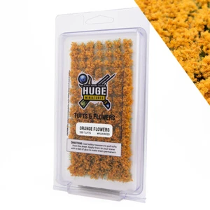 Huge Miniatures Flower Tufts, Orange Huge Minis – 100 Self-Adhesive Grass Tufts - Picture 1 of 6