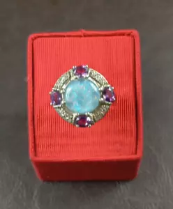 Chuck Clemency STS Multicolor Multi Stone Sterling Silver 925 RING Size 8 - Picture 1 of 10