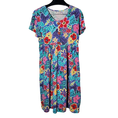 De Colección Casa Lee Vestido Floral Casa Para Mujer M Botones Camiseta Manga Corta Colorido Foto 1 de 4