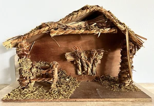 Belén vintage Creche solo 15x10x6 Navidad Jesús madera con caja - Imagen 1 de 8