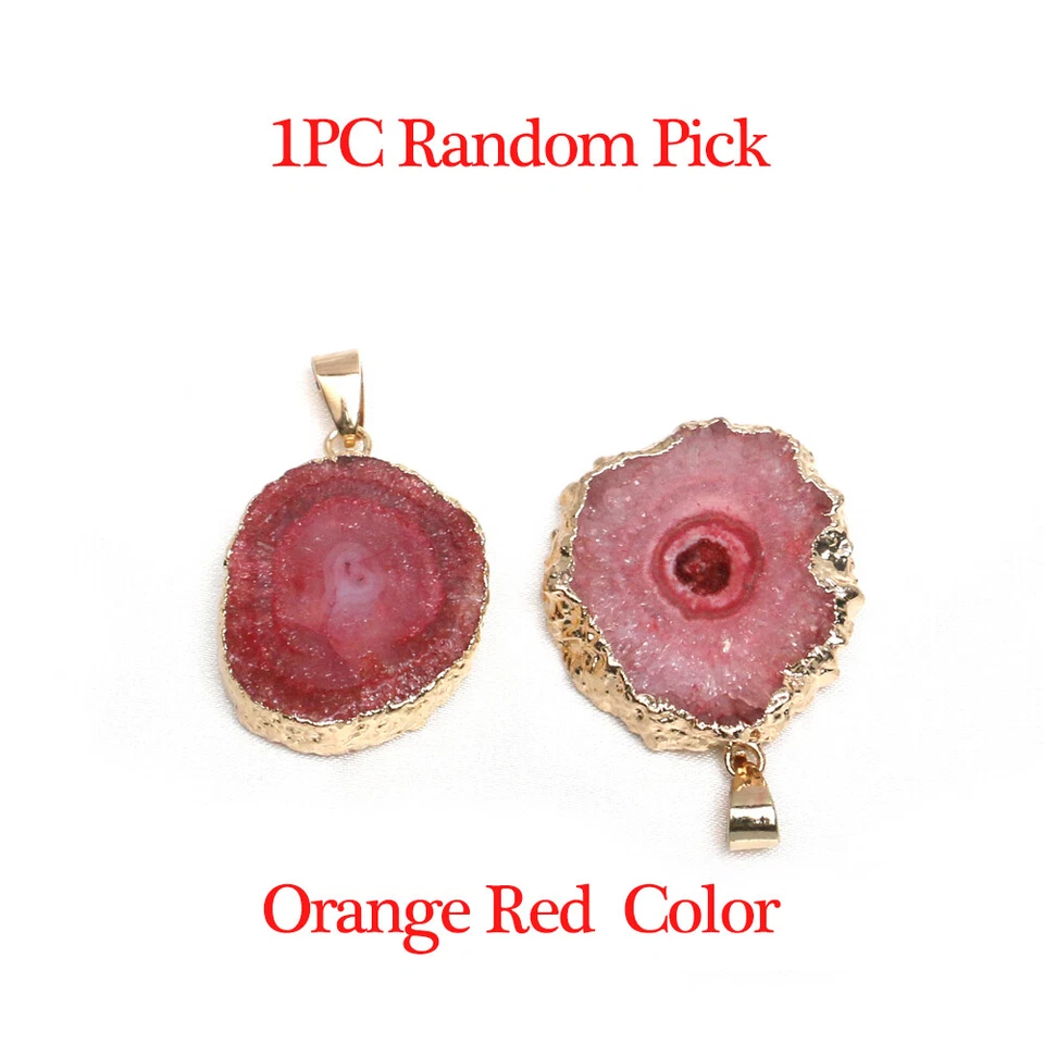 Collar colgante de titanio druzy áspero agujero geoda ágata rebanada de cristal natural de 1 pieza Foto 1 de 4