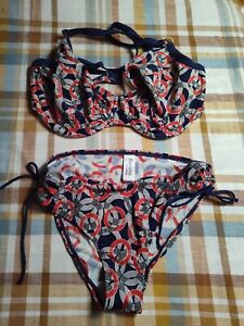 Panache Bikini Red White And Blue Small Bottom 34g Top Adjustable Straps Red...