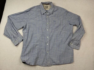 Timberland Mens XL Blue Stripe Button Shirt Long Sleeve Spread Collar - Picture 1 of 7