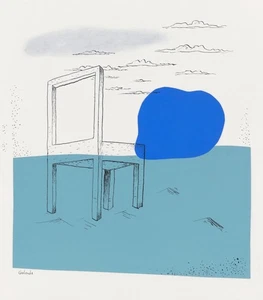 13977.Decor Poster.Room wall Interior design.Mikulas Galanda art.Chair and blue - Picture 1 of 1