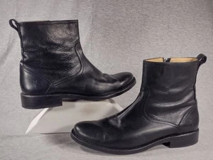 FRYE Oliver Zip-up Casual Dress Ankle Boots Men's 11 D Black Leather 87908 - Picture 1 of 21