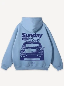 Sunday Kind of Love Hoodie Vintage Car Graphic Blue Unisex Pullover S-4XL - Foto 1 di 5
