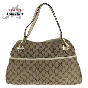 GUCCI 121023 Borsa a tracolla marrone bianco oro ferramenta GG tela/pelle - Foto 1 di 10