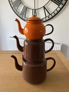 Metal Teapot Stack Kitchen Decor Large Pots - Picture 1 of 7