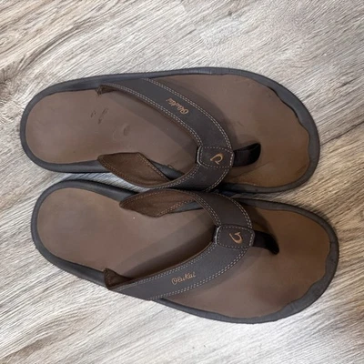 Chanclas Olukai Ohana Correa Hombre Talla 13 Marrón Playa Exterior Foto 1 de 4