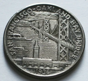 1936-S San Francisco-Oakland Bay Bridge Silver Commemorative 50C Half Dollar AU - Picture 1 of 2