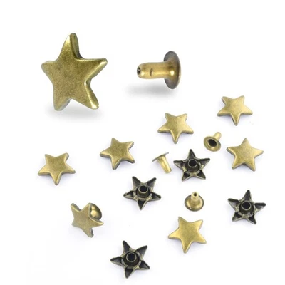 Remaches de cuero Star Cap tachuelas de latón de 12 mm para bolsas collares hágalo usted mismo 150 juegos Foto 1 de 4