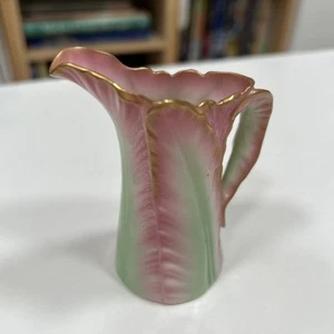 Royal Worcester Mini Pitcher Palm / Banana Leaf Pink/green - Picture 1 of 7