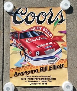 VTG Poster Coors Bill Elliott NASCAR 1988 Charlotte Oakwood Homes 22X28 - Picture 1 of 7