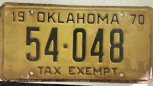 Oklahoma 1970 matrícula exenta de impuestos 54-048 x - Imagen 1 de 1