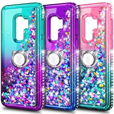 Para Samsung Galaxy S9/S9 Plus, Funda Brillo Líquido + Protector de Pantalla y Cordón Foto 1 de 4