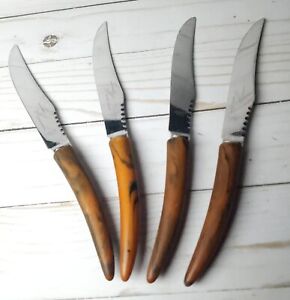 Ensemble de 4 couteaux à poignée bakélite Empress vintage en acier inoxydable Sheffield Angleterre