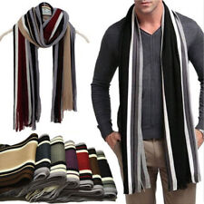 Mens Shawl Warm Classic Scarf Fringed Cashmere Striped Winter Wrap Long Scarves-