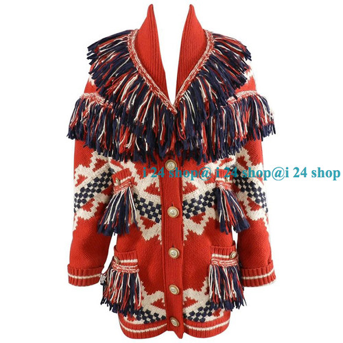 CHANEL 14A NUOVO PARIS DALLAS GIACCA MANTELLO CON FRANGE CAPPOTTO CARDIGAN FR44 46