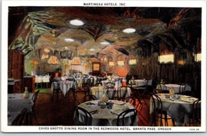 GRANTS PASS, OREGON POSTCARD Caves Grotto Dining Room in Redwoods Hotel - Picture 1 of 2