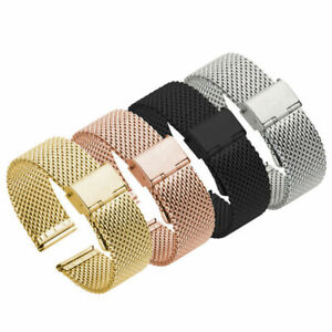 12mm-22mm Mesh Watch Band, Stainless Steel Watch Strap Metal Clasp Bracelet