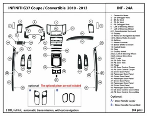 Carbon Fiber Dash Trim Kit for Infiniti G37 2010-2013 w/out Navigation sys.Coupe - Picture 1 of 1