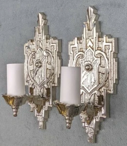 Pair of 1930's Art Deco Sconces, Chromed & Restored, New Wiring, Guaranteed - Picture 1 of 12