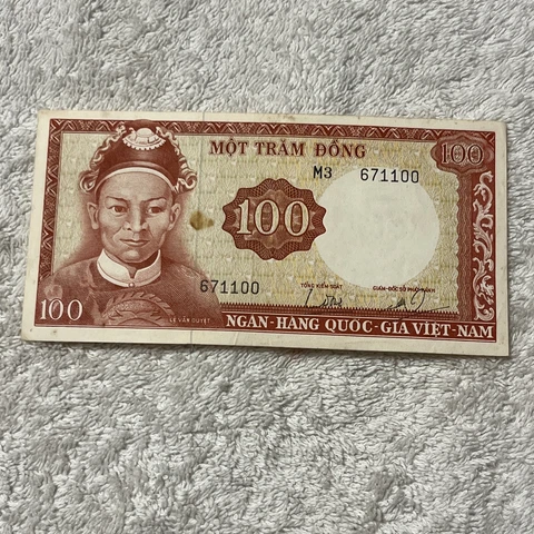 1964-66 Vietnam South 100 Dong Banknote Paper Bill Cover
