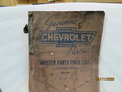 Chevrolet Master Parts 1929 a 1941 libro de catálogo de precios 6 cilindros (CC7) Foto 1 de 4