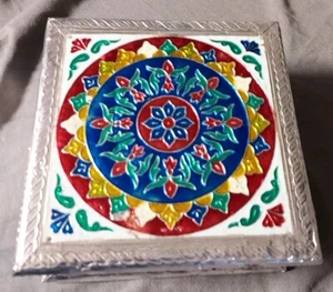 Meenakari Tin Foil Decorative Box - Picture 1 of 4