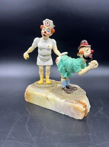 Figura de payaso Ron Lee Get The Point con enfermera oro 24k, ónix, artista firmado - Imagen 1 de 13