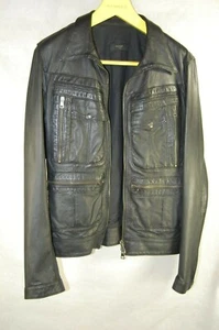M S.W.O.R.D MEN BLACK LAMB LEATHER BIKER RIDING Officer JACKET Made in ITALY - Picture 1 of 12