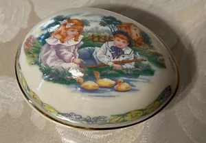 Lenox Porcelain Easter Trinket Egg, 1993, "Easter by the Millstream - Picture 1 of 3