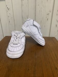 Nike Air Force 1 Mid White High Top Crib Infant Toddler Size 3C 3 Easy Closure