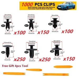 1000Pcs Bumper Clips Retainer Rivet Fender Trim Car Auto Push Pin Fastener Panel - Bild 1 von 8