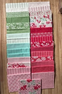 31 Fat Quarters Lighthearted Moda Fabrics Camille Roskelley Red Pink Aqua Floral - Picture 1 of 1