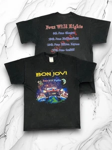 Bon Jovi Four Wild Nights 2001 Vintage Rock Band Tour Maglietta Nera Uomo L - Foto 1 di 19