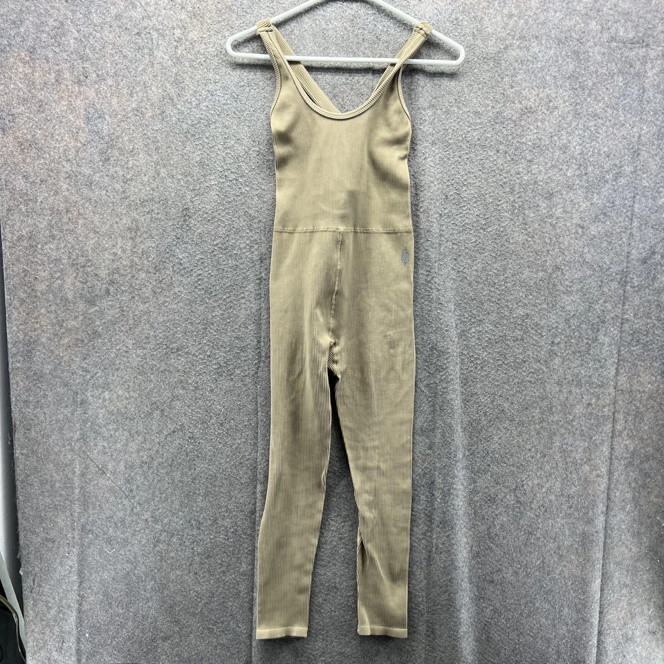 Mono FP Movement para mujer pequeño beige acanalado de una pieza body ropa deportiva Foto 1 de 4