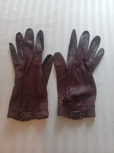 Etienne Aigner Vintage Italiano Cuero Guantes de Conducción Mujer 7 Borgoña Cordobés  - Imagen 1 de 9