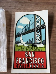 Vintage San Francisco Golden Gate Bridge Decal California Unused Suitcase Decal - Picture 1 of 2